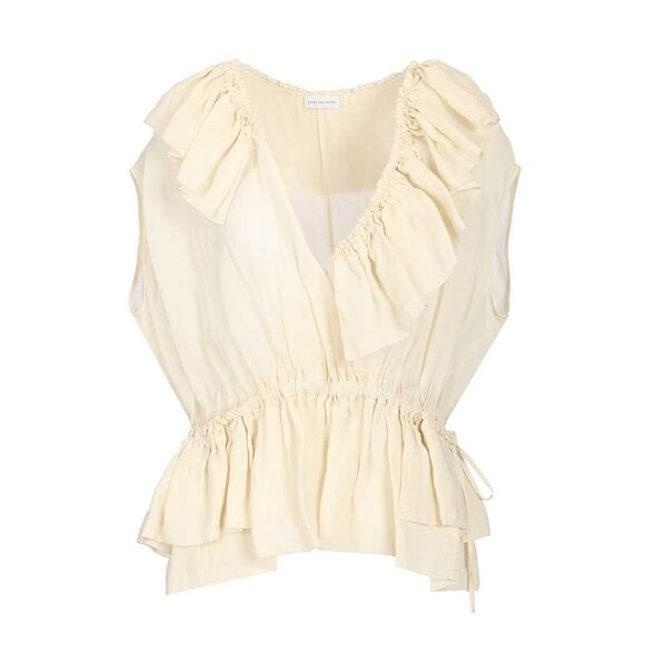 Dries Van Noten Women Ramie Top With Ruffles